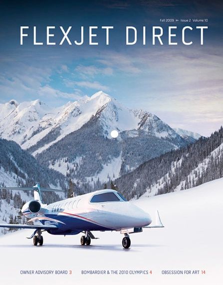 Flexjet Direct cover: alpine aviation setting.