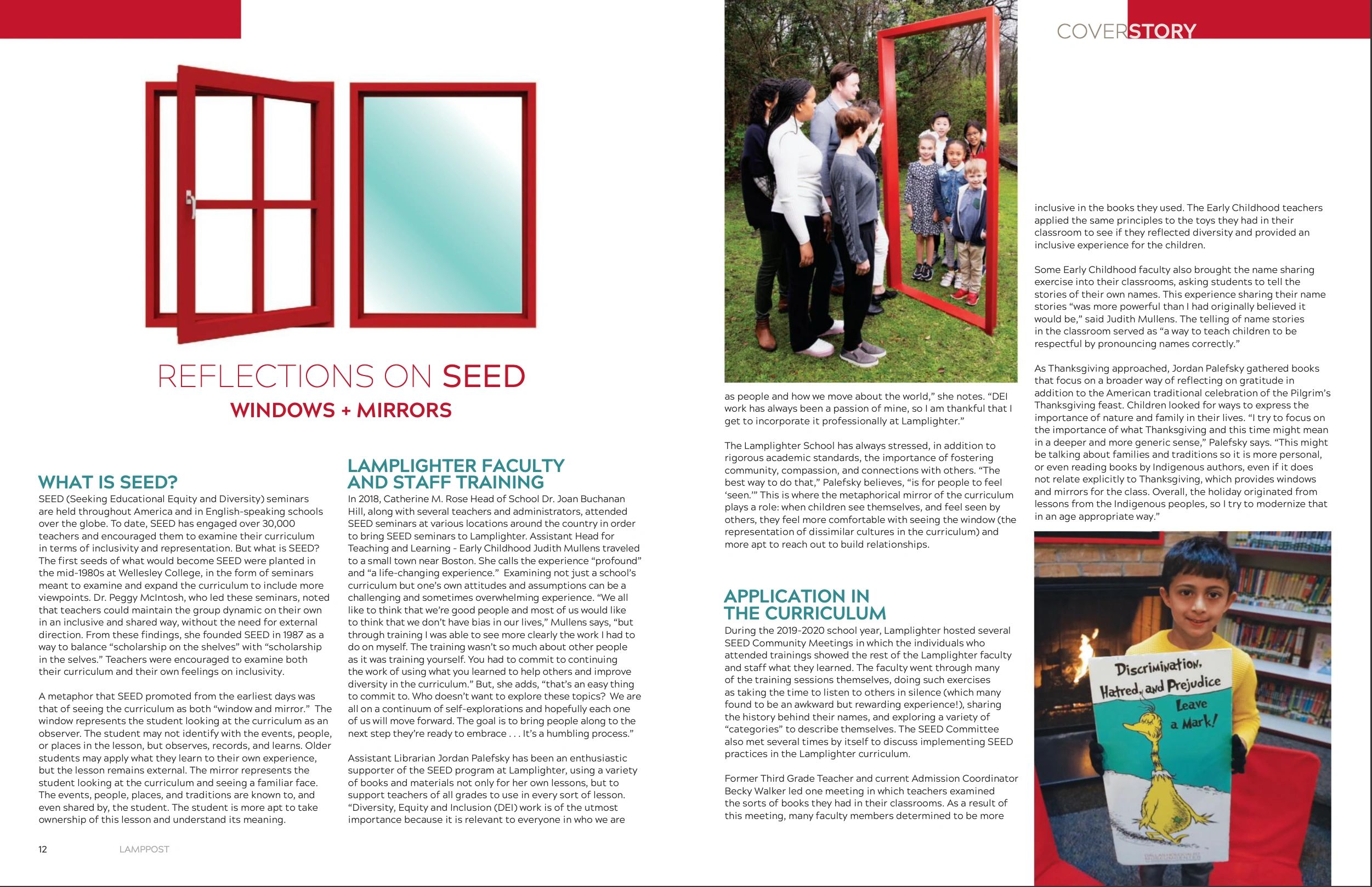 Reflections on SEED: windows and mirrors editorial spread.